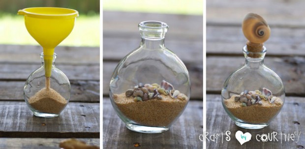 Decorative Seashell Bottles: Add Mini Shells and Sand