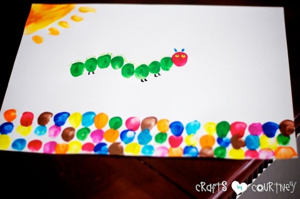 "The Very Hungry Caterpillar" Fingerpaint: Finishing Touches