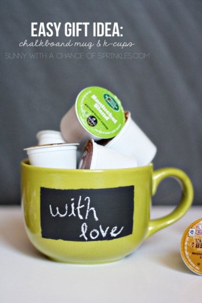 10+ Super Cute DIY Valentine Chalkboard Crafts: Chalkboard mug and k-cups