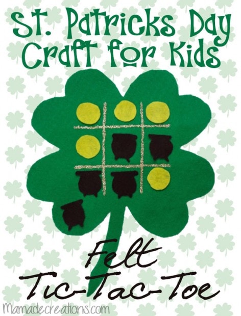 10+ Fun St. Patrick's Day Crafts and Activities for Kids: Felt shamrock tic tac toe