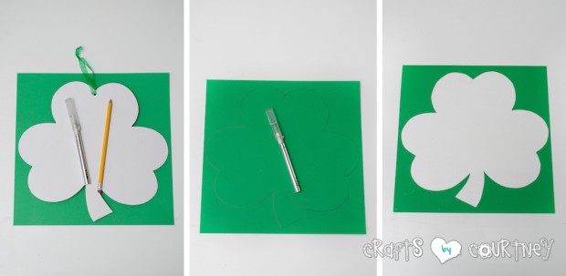 Scrapbook Paper Shamrock Silhouette Kids Art: Trace Your Shamrock