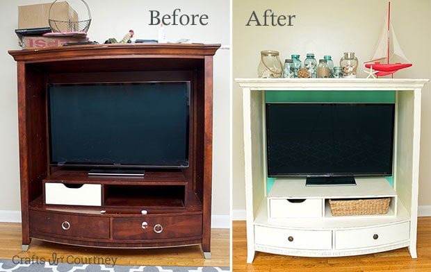 Before and After Entertainment Center Makeover: Using Annie Sloan Chalk Paint