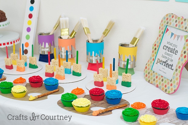 Easy DIY Kids Art Themed Birthday Party - Craft Party Display Table