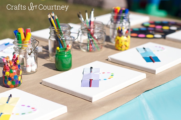 Easy DIY Kids Arts and Crafts Themed Birthday Party - Craft Table