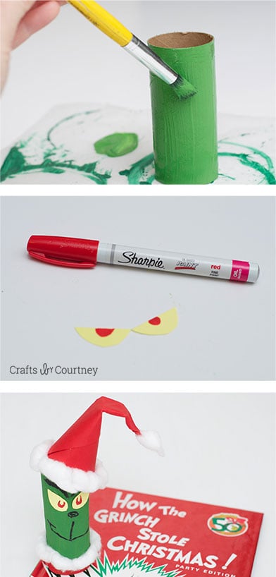 Toilet Paper Roll Grinch - Fun and easy kids Christmas Craft