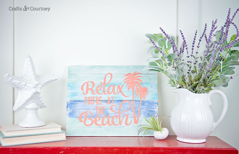 DIY Beach Sign with Vintage Effect Wash