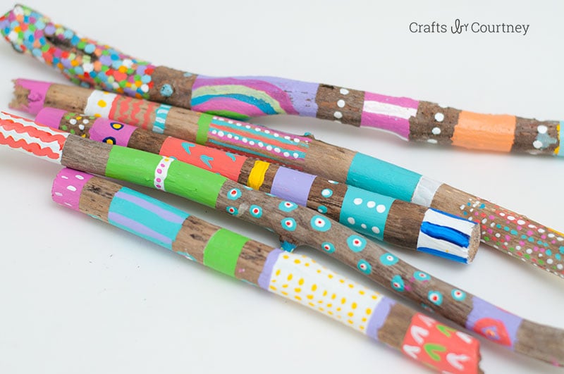 Simple Painted Stick Nature Craft for kids