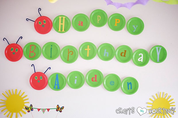 The Very Hungry Caterpillar Birthday Party: Caterpillar Cupcake Station: Birthday Party Banner