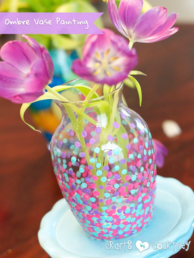 Spring inspired ombre painted vase