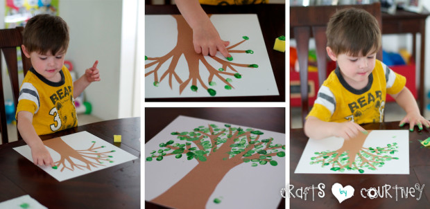 Fun-to Make Fingerprint Apple Tree for Kids: Add Your Leaves