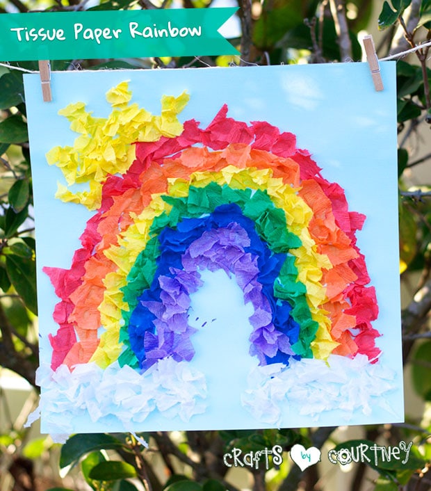 Kids art: Tissue paper rainbow art