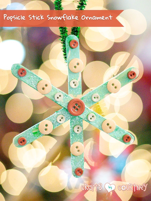 Popsicle stick snowflake ornament craft