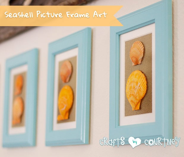 DIY seashell picture frame art
