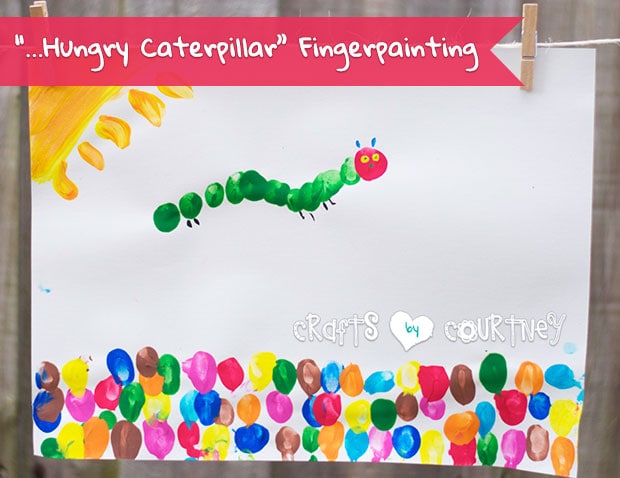 Very Hungry Caterpillar fingerpaint art for kids