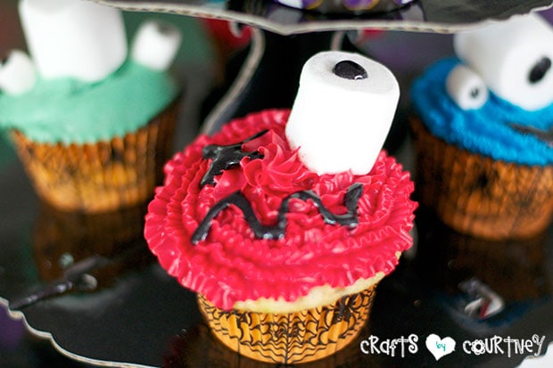 Halloween Pumpkin Decorating Party: Spooky Treats Table: Spooky Monster Cupcake