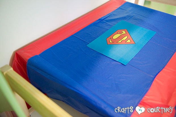 Superhero Birthday Party: Fueling Station: Superman Table Setting