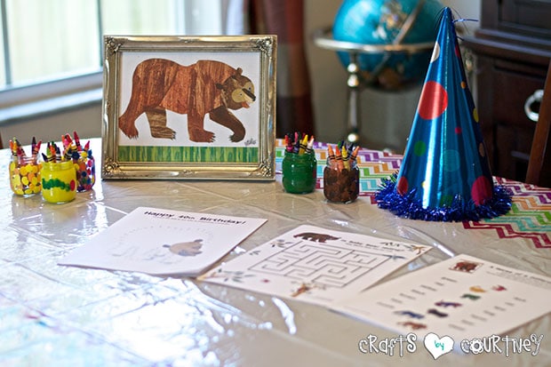 Brown Bear Birthday Party: Craft Table and Reading Time
