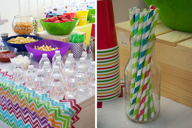 Brown Bear Birthday Party: Snack Table: Paper Straws