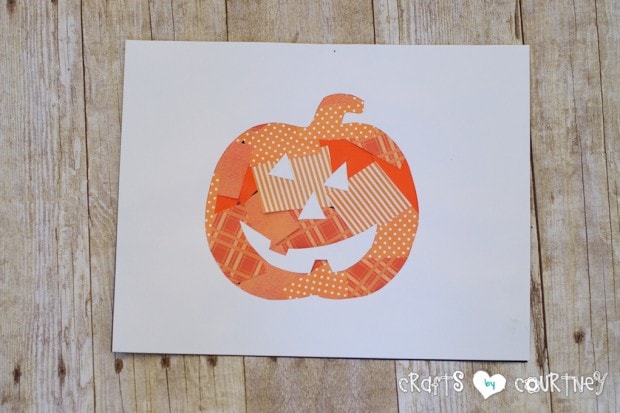Halloween Craft: Scrapbook Paper Pumpkin Silhouette Craft: Patchwork Pumpkin Craft