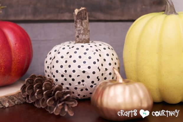 Fall Home Decor Inspiration: Polka Dot Mod Podge Pumpkin Craft