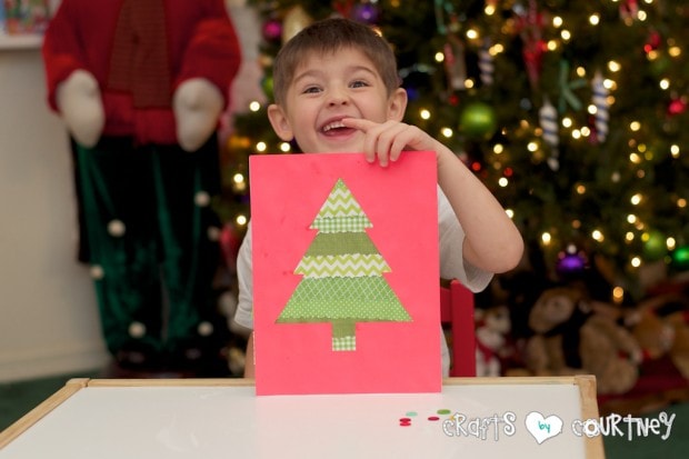 Scrapbook Paper Christmas Tree Silhouette: Finished With His Craft!