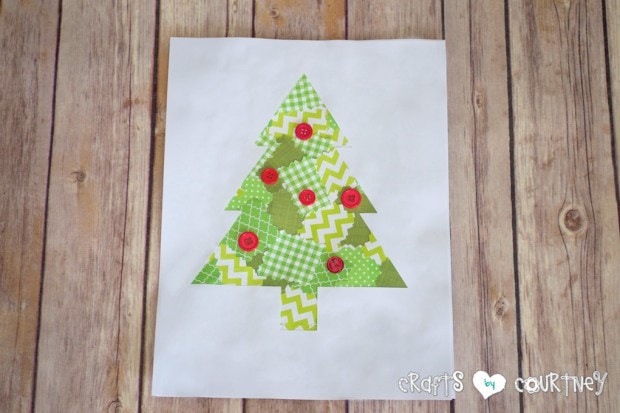 Christmas Craft: Scrapbook Paper Christmas Tree Silhouette: Create a fun kids craft using this Christmas tree silhouette