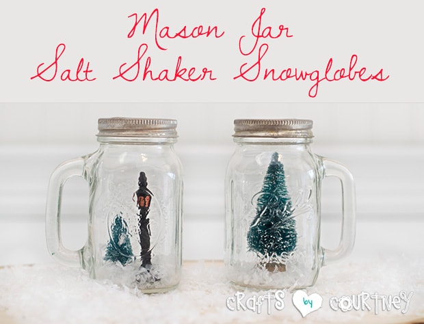 Mason jar salt and pepper shaker snowglobe craft