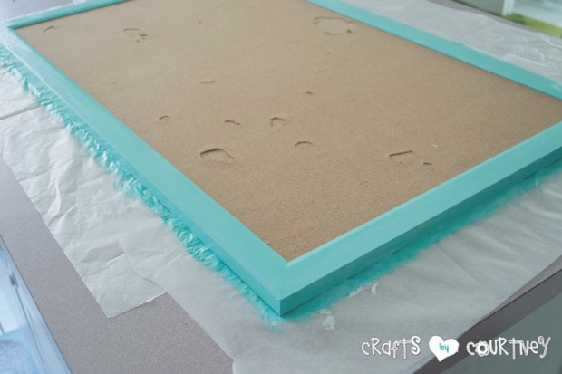 Upcycled Cork Board Turned Inspiration Board: Paint your second coat