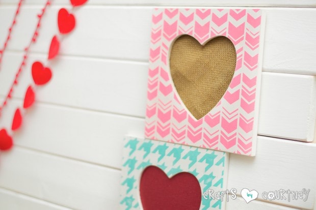 Stenciled Valentine Heart Frames:Valentine Crafts