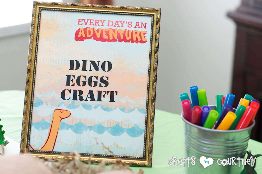 Dinosaur Birthday Party Sign Made From Scrapbook Paper