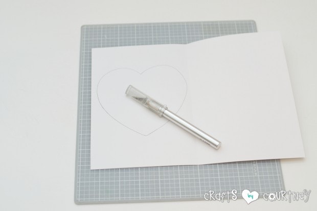 Scrapbook Paper Valentine Heart Card for Kids: Traced out heart