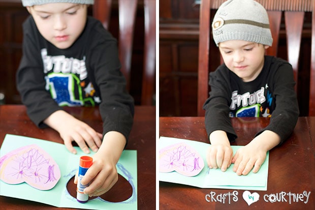Scrapbook Paper Valentine Heart Card for Kids: Add your background paper