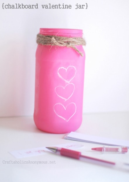 10+ Super Cute DIY Valentine Chalkboard Crafts: Chalkboard Valentine jar