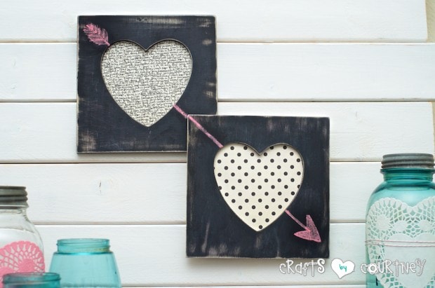 10+ Super Cute DIY Valentine Chalkboard Crafts: Pottery Barn knockoff Valentine heart frames