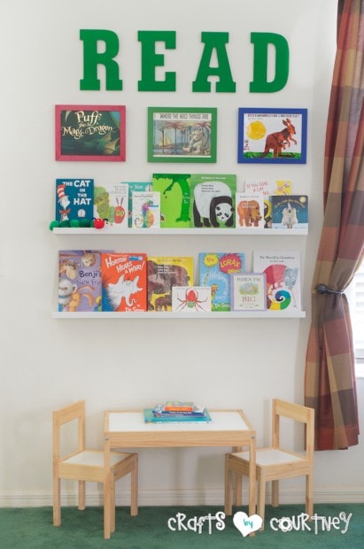 Create a Reading Nook Using Ikea Picture Ledge, Picture Frames and Table and Chairs