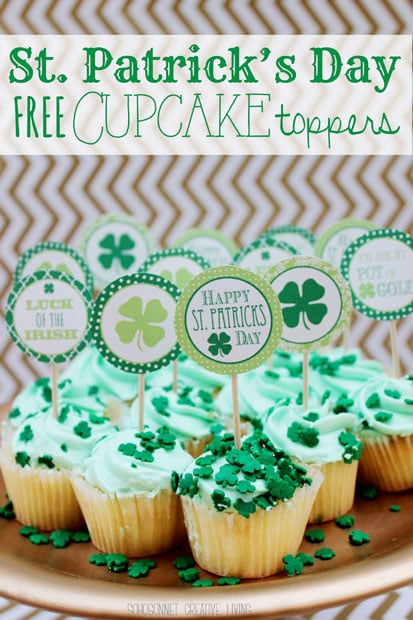 10+ Fun St. Patrick's Day Crafts and Activities for Kids: St. Patrick's Day cupcake topper printables