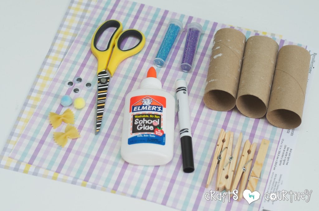 DIY Gingham Scrapbook Paper and Toilet Paper Roll Easter Rabbits