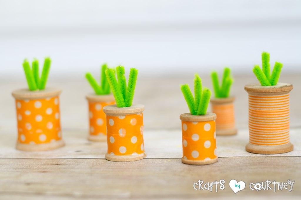 Easy Easter Decor: Create Cute Washi Tape Thread Spool Carrots