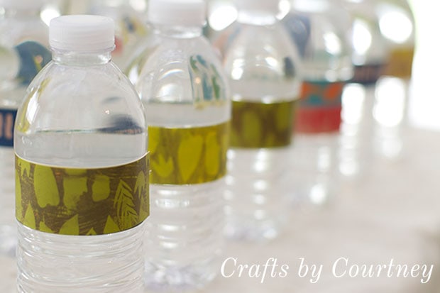 Party Tip: Dress Up Water Bottles With Scrapbook Labels