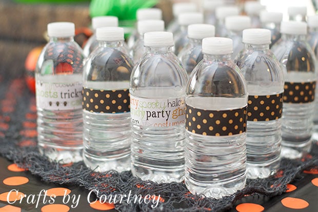 Halloween Party Tip: Dress Up Water Bottles With Scrapbook Labels