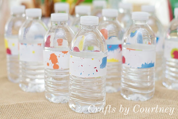 Art Party Tip: Dress Up Water Bottles With Scrapbook Labels