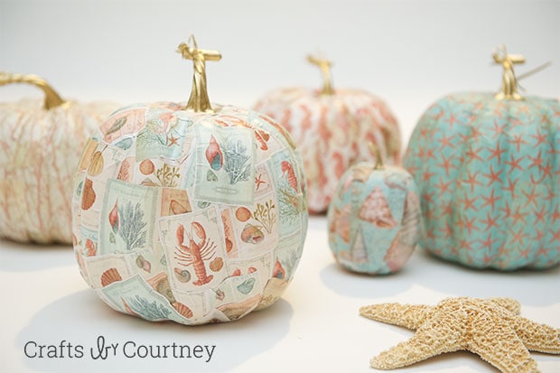 Mod Podge Coastal Theme Pumpkins - Crafty by Courtney
