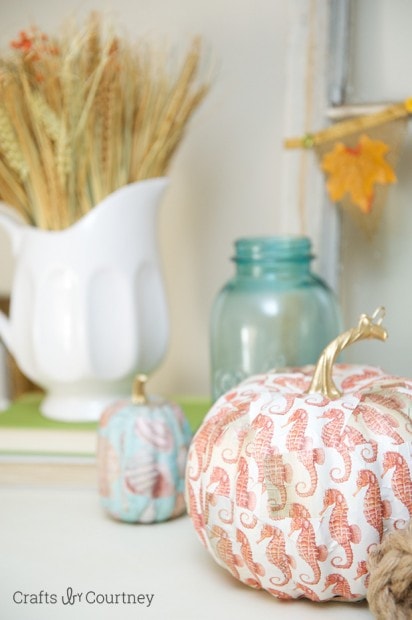 Mod Podge Sea Horse Pumpkin: Fall Home Tour: Coastal Style!! Crafts by Courtney