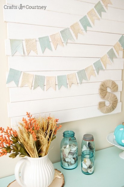 Fall DIY Banner: Fall Home Tour: Coastal Style!! Crafts by Courtney