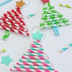 Kids DIY Ornaments: Pretty Paper Straw Christmas Trees