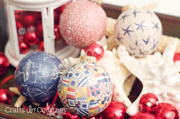 Mod Podge Nautical Christmas Ornaments: Coastal Christmas Projects - Crafts by Courtney