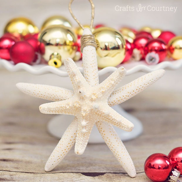 Easy DIY Coastal Christmas Ornament with Starfish and rope