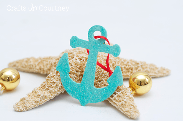 Coastal Themed Christmas Ornaments - Shimmery Anchor