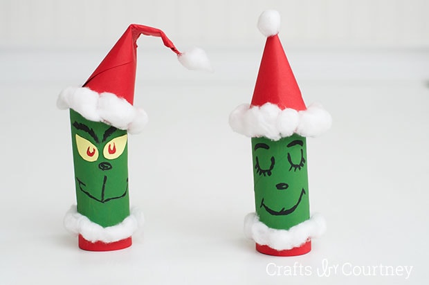 Toilet Paper Roll Grinch - Fun kids Crafts for Christmas