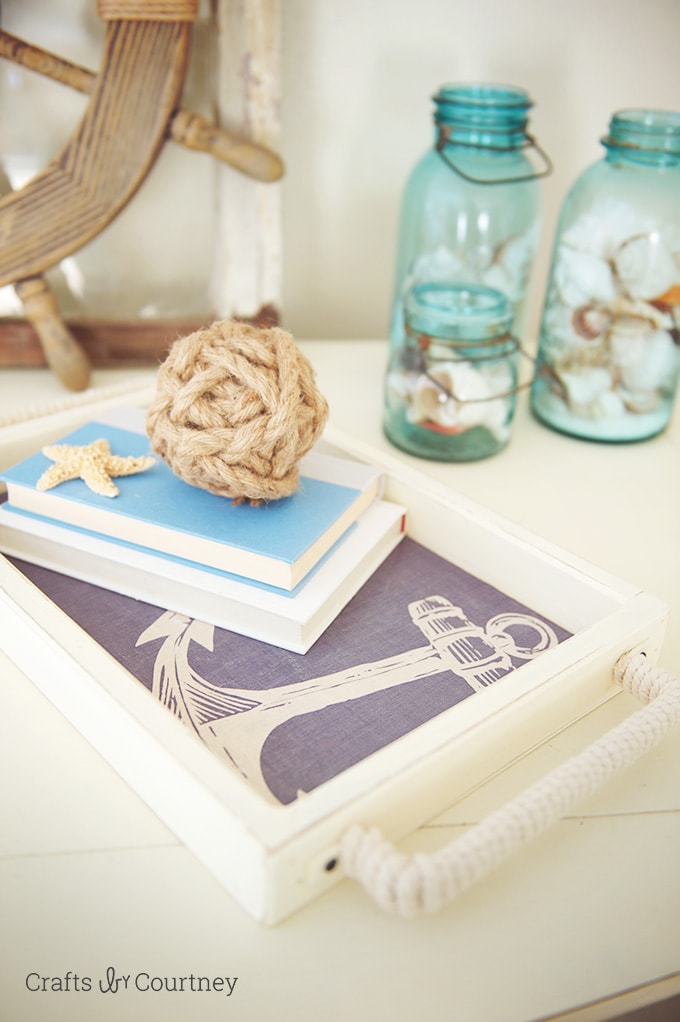 Mod Podge Serving Tray: Beach Upcycle